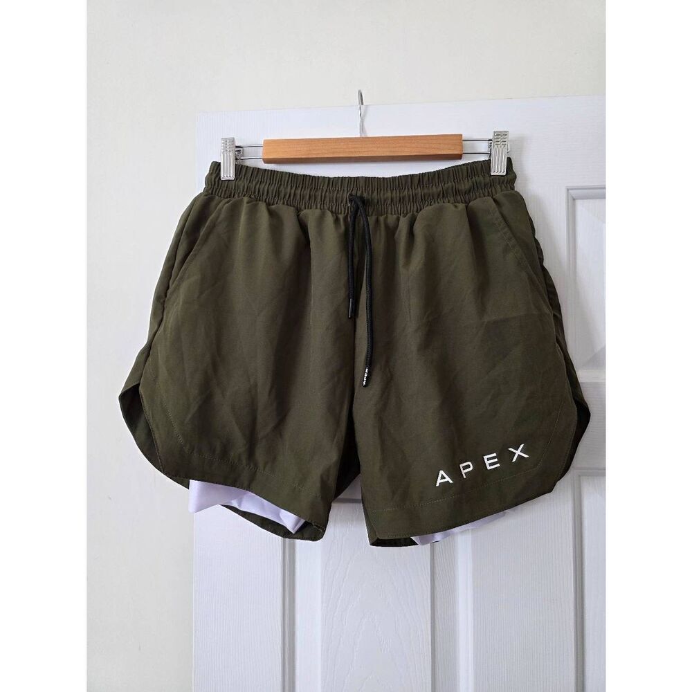 APEX ApexLite 3.0 Lined Moisture Wicking Training Shorts Khaki Green Size M